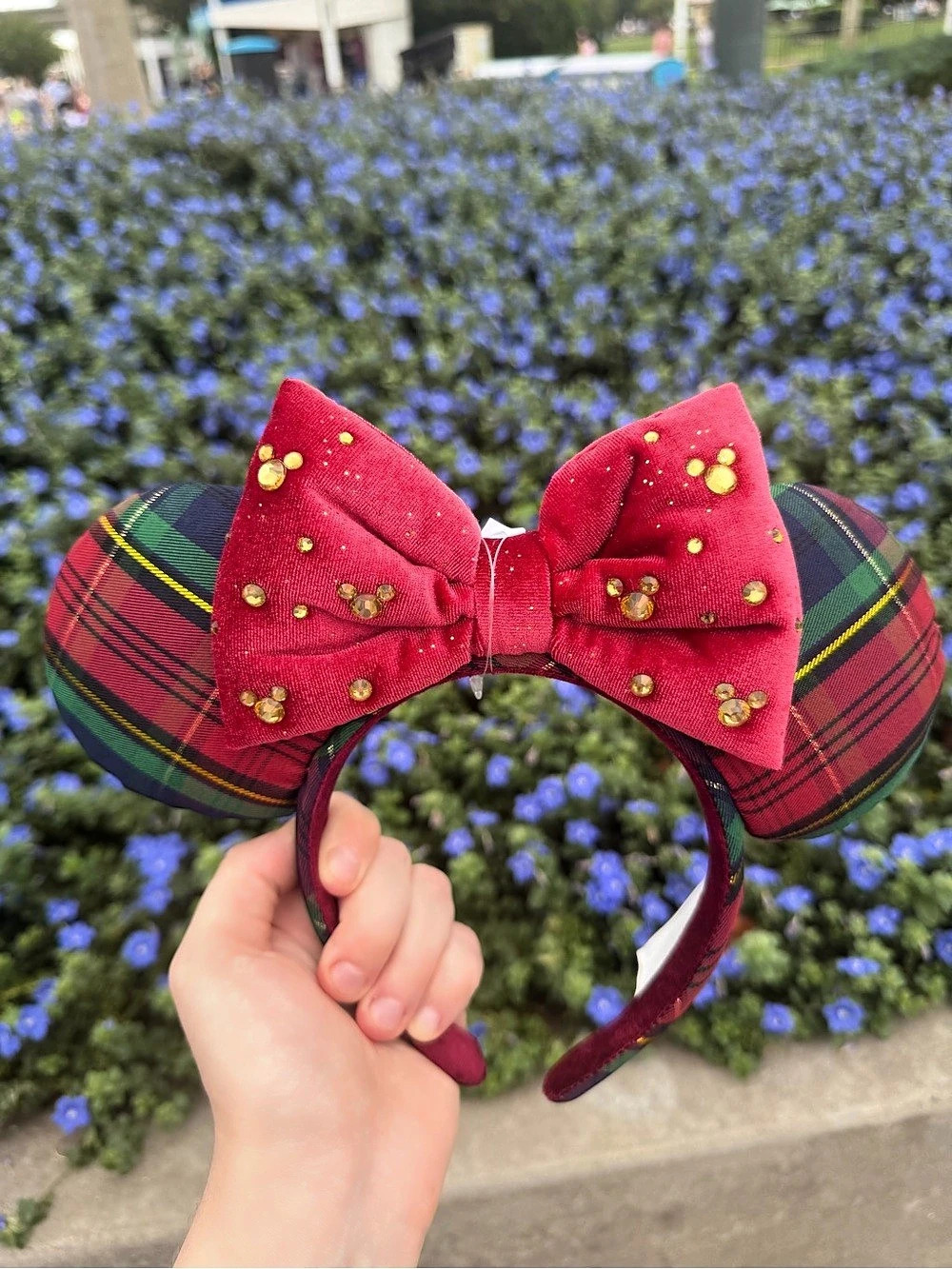 NWT Disney Plaid Christmas Ear Headband in Red & Green| 2026 NEW!